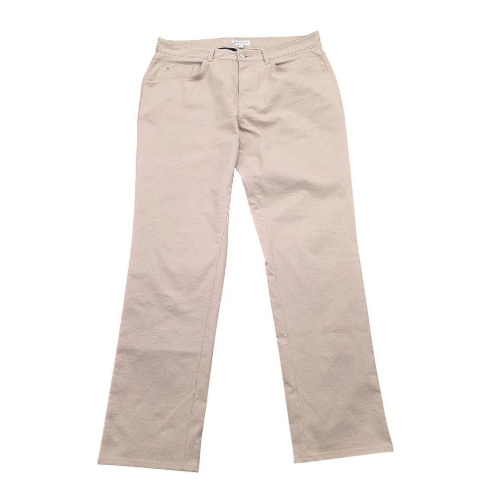 Peter Millar Men EB66 34x30 Tan Khaki Performance Five Pocket Pants Casual Chino